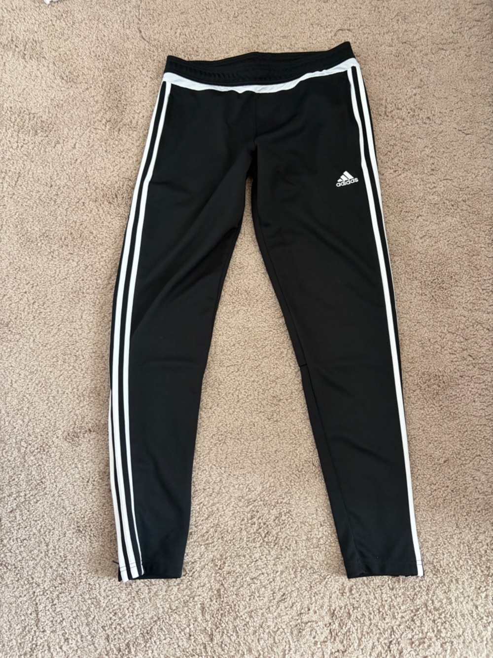 adidas Black Track Pants with White Three-Stripes